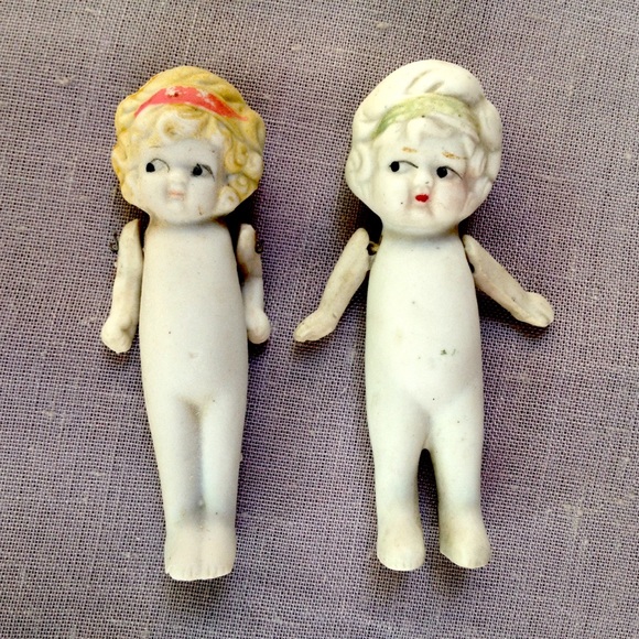 Antique Bisque Penny Dolls Pair Japan 